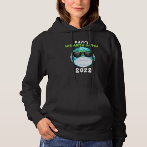 Happy Earth Day 2022  Earth Wearing Mask Kids Todd Hoodie