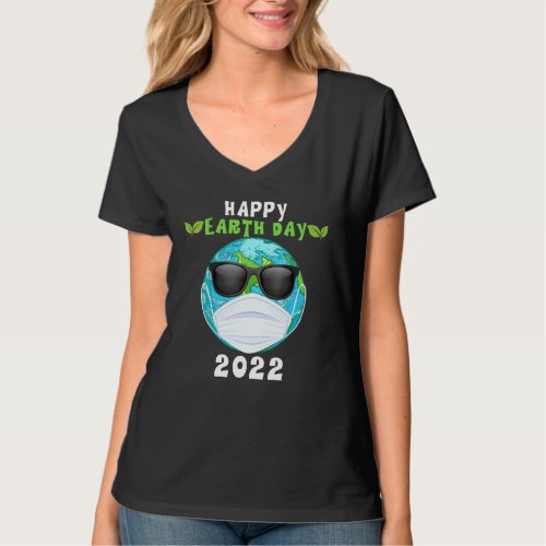 Happy Earth Day 2022  Earth Wearing Mask Kids Todd T_Shirt