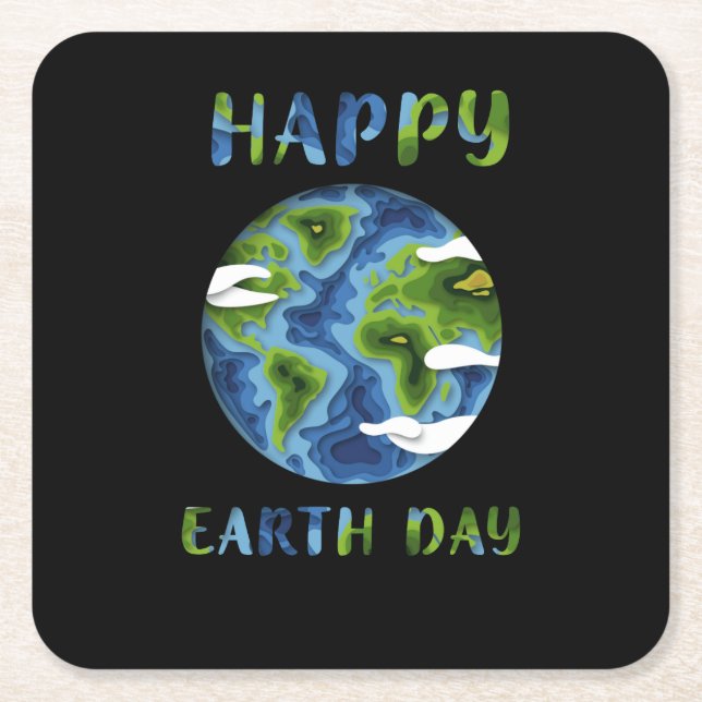 Happy Earth Day 2022 Square Paper Coaster (Front)