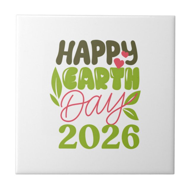 Happy Earth Day 2026 Ceramic Tile (Front)