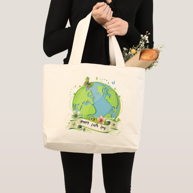 Happy Earth Day 2026 Large Tote Bag (Front (Product))