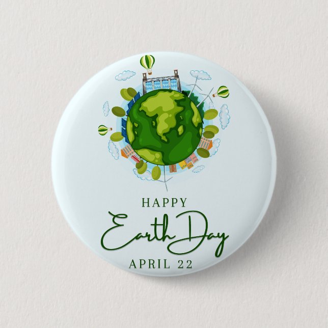 Happy Earth Day Button (Front)