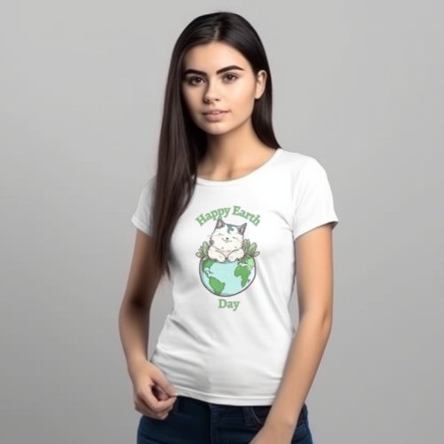 Happy Earth Day Cat Graphic Unisex T_Shirt