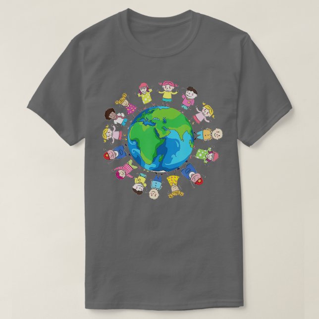 Happy Earth Day Children Around the World T-Shirt (Design Front)