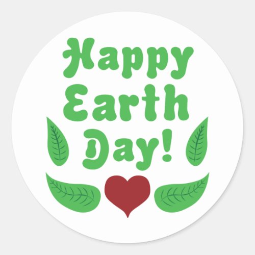 Happy Earth Day Classic Round Sticker