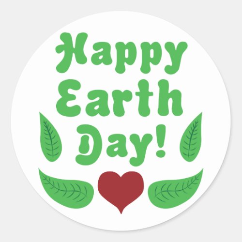 Happy Earth Day Classic Round Sticker