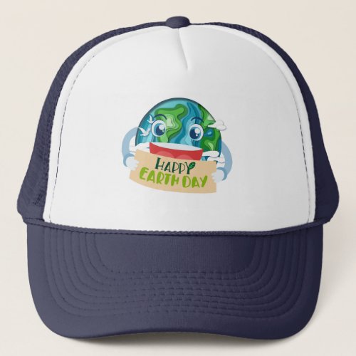 Happy Earth Day Cute earth face  Trucker Hat