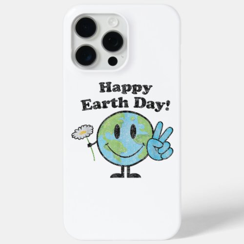 Happy Earth Day Cute Peace Sign Flower Distressed iPhone 15 Pro Max Case