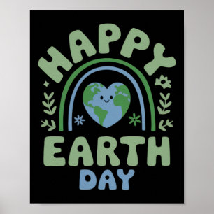 Happy Earth Day - Earth Day 2025 Cute Rainbow Poster