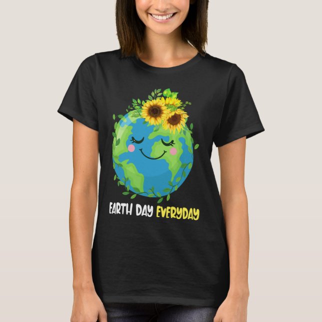 Happy Earth Day Everyday 2023 Earth Sunflower Save T-Shirt (Front)
