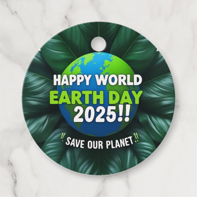 Happy Earth day Favor Tags (Front)