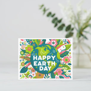 Happy Earth Day Flowers Holiday Postcard