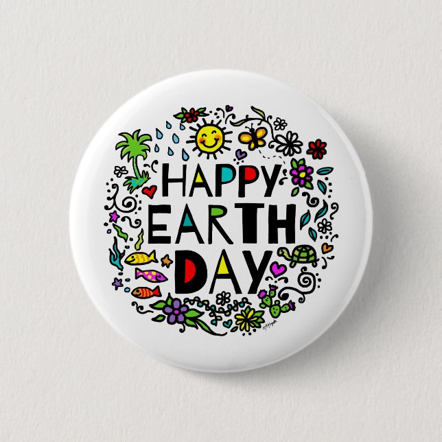 Happy Earth Day Pinback Button (Front)