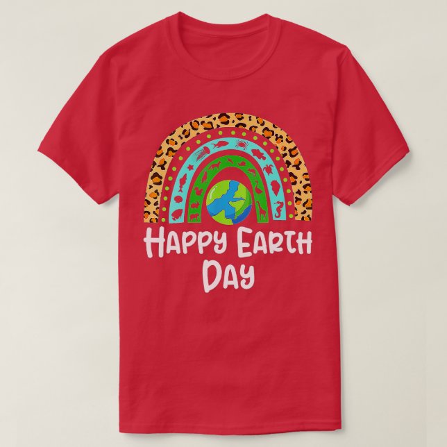 Happy Earth Day Rainbow Cute Earth Lover Kids Todd T-Shirt (Design Front)