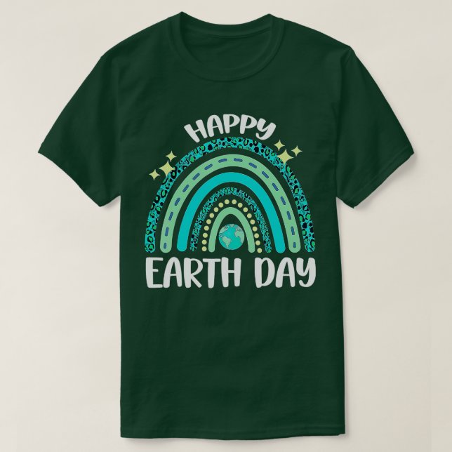 Happy Earth Day Rainbow Leopard Green Earth Day 22 T-Shirt (Design Front)