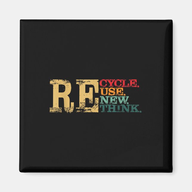 Happy Earth Day Recycle Reuse Renew Rethink Earth  Magnet (Front)