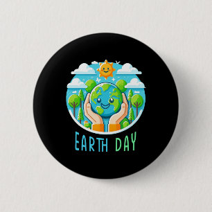 Happy Earth Day Save Earth Cute Earth Day Button