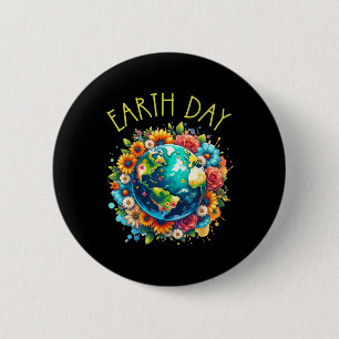 Happy Earth Day Shirt Cute Earth With Floral Earth Button