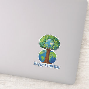 Happy Earth Day Tree Nature Illustration Sticker