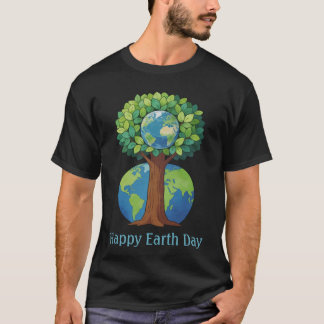 Happy Earth Day Tree Nature Illustration T-Shirt