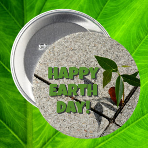 Happy Earth Day Tree Seedling New Growth Button