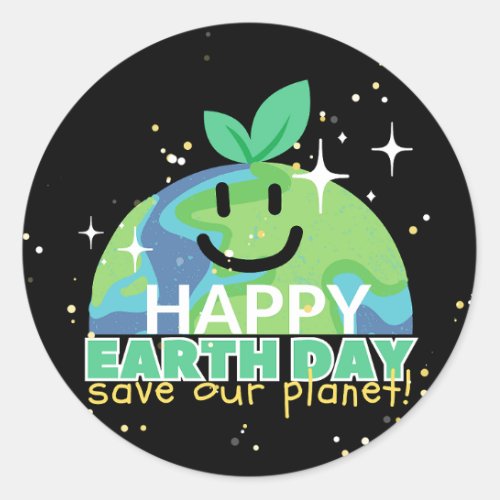  Happy earth day Turn off your light Design Classic Round Sticker
