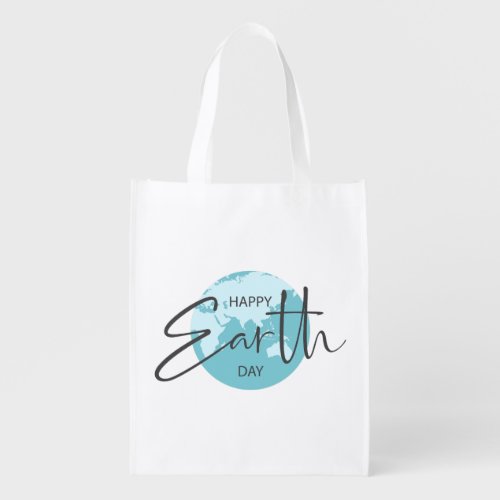 Happy Earth Day Typography Grocery Bag