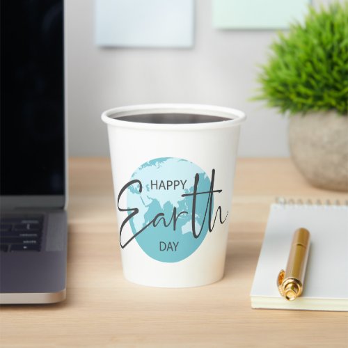 Happy Earth Day Typography Paper Cups