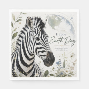 Happy Earth Day Zebra Wildlife Napkins
