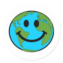 Happy Earth Face Classic Round Sticker