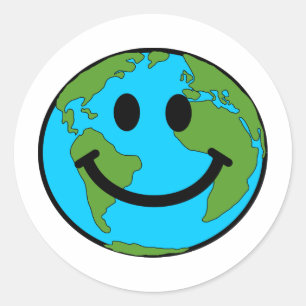 Happy Earth Face Classic Round Sticker