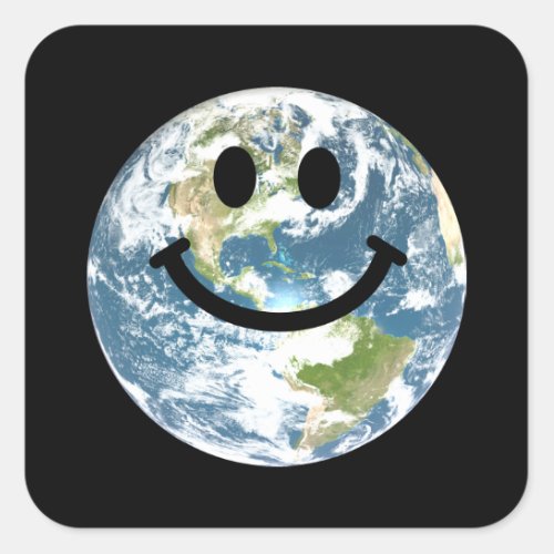 Happy Earth face Square Sticker