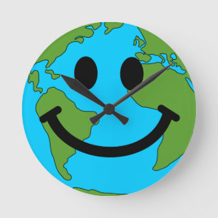 Happy Earth Face Wall Clock