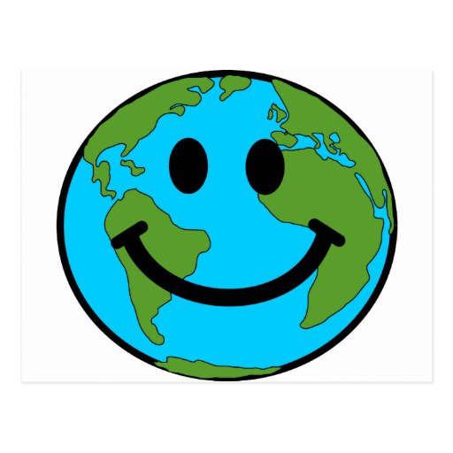 Happy Earth Smiley Face Postcard | Zazzle