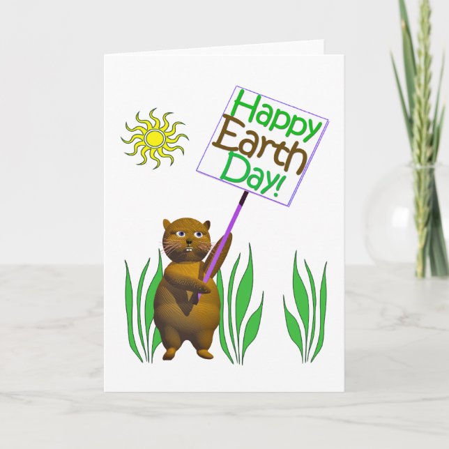 Happy Earthday Hedgehog Card (Front)