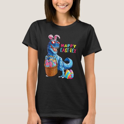 Happy East Rex Dinosaur Bunny Easter Baskets Easte T_Shirt