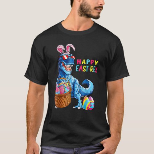 Happy East Rex Dinosaur Bunny Easter Baskets Easte T_Shirt
