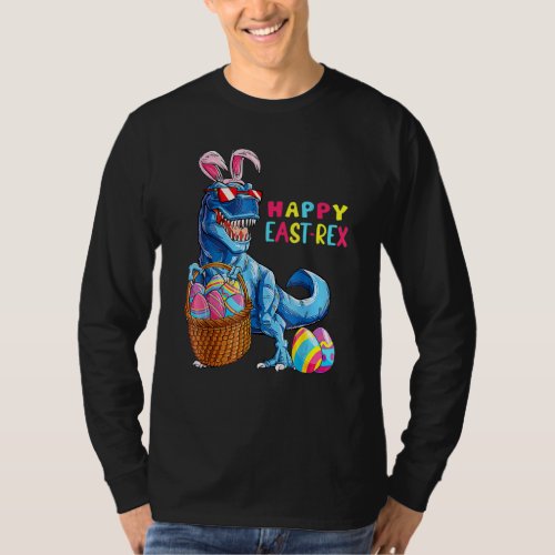 Happy East Rex Dinosaur Bunny Easter Baskets Easte T_Shirt