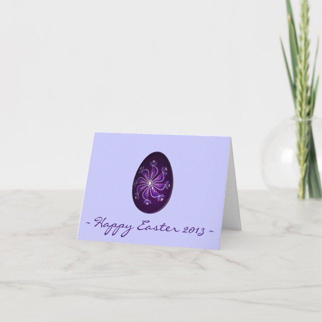 Happy Easter 2013 ~ Purple Painted Russian Egg Holiday Card (Front)