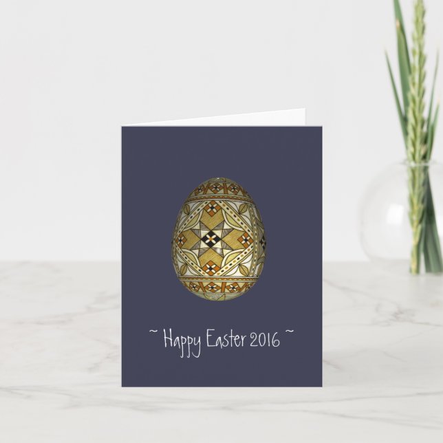 Happy Easter 2016 Russian Painted Egg Card (Front)