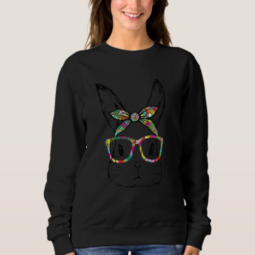 Happy Easter 2022 Dy Cute Bunny Face Tie Dye Glass Sweatshirt