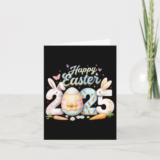 Happy Easter 2025 Bunny Rabbit Face Easter Day Wom Card (Front)