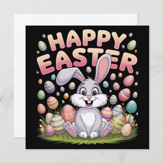 Happy Easter 2025  Eggs Bunny Cute Rabbit (Front/Back)