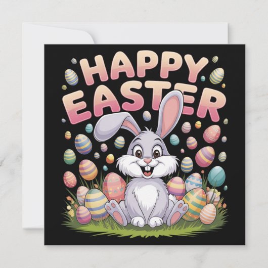 Happy Easter 2025  Eggs Bunny Cute Rabbit (Front)
