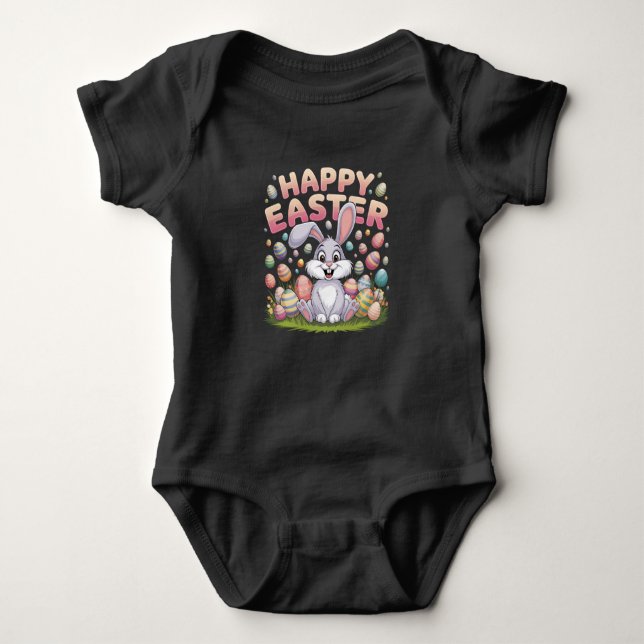 Happy Easter 2025  Eggs Bunny Cute Rabbit Baby Bodysuit (Front)