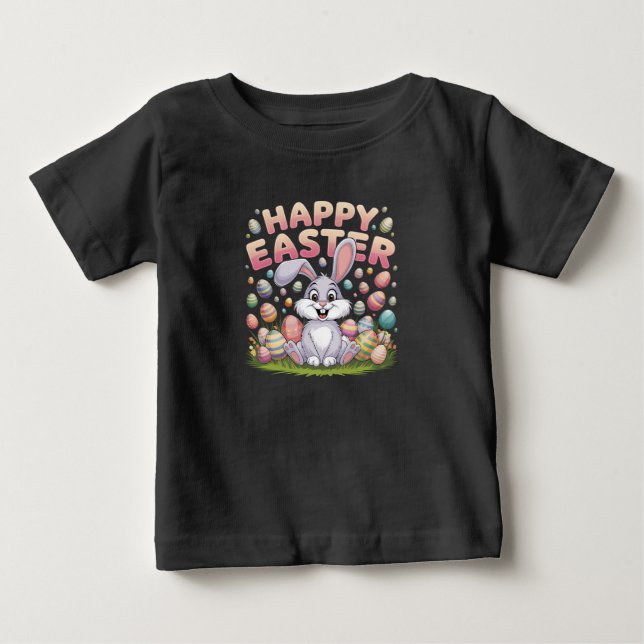 Happy Easter 2025  Eggs Bunny Cute Rabbit Baby T-Shirt (Front)