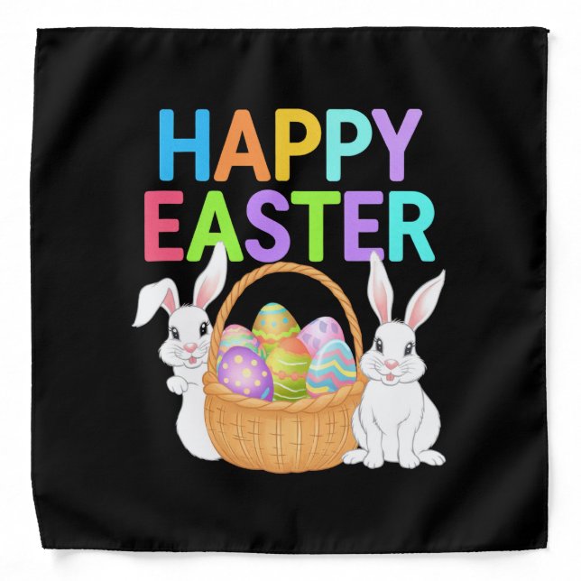 Happy Easter 2025  Eggs Bunny Cute Rabbit Bandana (Front)