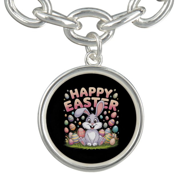 Happy Easter 2025  Eggs Bunny Cute Rabbit Bracelet (Design)