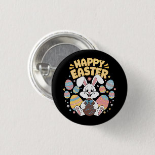 Happy Easter 2025  Eggs Bunny Cute Rabbit Button