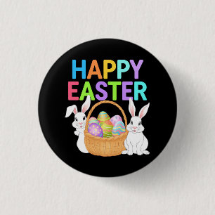 Happy Easter 2025 Eggs Bunny Cute Rabbit Button